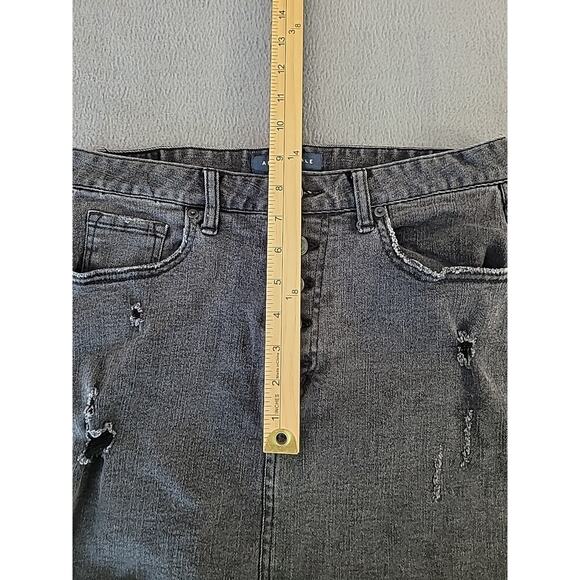 Aeropostale Black Denim Mini Skirt Size 6 Distressed Y2K Goth Skater Grunge - Picture 8 of 9